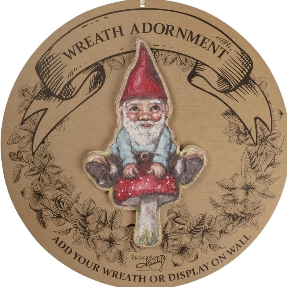 Primitives by Kathy Wreath Insert, Gnome, RETIRED, NWT